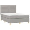 Cama Doble | Cama Para Adultos | Cama Box Spring Colchón Y Luces Led Tela Gris Claro 140x200 Cm Cfw6772003