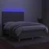 Cama Doble | Cama Para Adultos | Cama Box Spring Colchón Y Luces Led Tela Gris Claro 140x200 Cm Cfw6772003