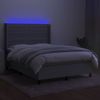 Cama Doble | Cama Para Adultos | Cama Box Spring Colchón Y Luces Led Tela Gris Claro 140x200 Cm Cfw6112746