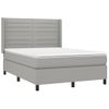 Cama Doble | Cama Para Adultos | Cama Box Spring Colchón Y Luces Led Tela Gris Claro 140x200 Cm Cfw6112746