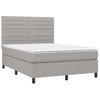 Cama Doble | Cama Para Adultos | Cama Box Spring Colchón Y Luces Led Tela Gris Claro 140x200 Cm Cfw3577428