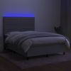 Cama Doble | Cama Para Adultos | Cama Box Spring Colchón Y Luces Led Tela Gris Claro 140x200 Cm Cfw3577428