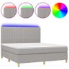 Cama Doble | Cama Para Adultos | Cama Box Spring Colchón Y Luces Led Tela Gris Claro 160x200 Cm Cfw8111839