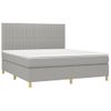 Cama Doble | Cama Para Adultos | Cama Box Spring Colchón Y Luces Led Tela Gris Claro 160x200 Cm Cfw8111839