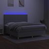 Cama Doble | Cama Para Adultos | Cama Box Spring Colchón Y Luces Led Tela Gris Claro 160x200 Cm Cfw8111839