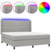 Cama Doble | Cama Para Adultos | Cama Box Spring Colchón Y Luces Led Tela Gris Claro 160x200 Cm Cfw3112657