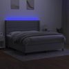 Cama Doble | Cama Para Adultos | Cama Box Spring Colchón Y Luces Led Tela Gris Claro 160x200 Cm Cfw3112657