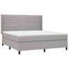 Cama Doble | Cama Para Adultos | Cama Box Spring Colchón Y Luces Led Tela Gris Claro 160x200 Cm Cfw3112657