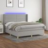 Cama Doble | Cama Para Adultos | Cama Box Spring Colchón Y Luces Led Tela Gris Claro 160x200 Cm Cfw6216749