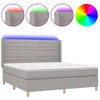 Cama Doble | Cama Para Adultos | Cama Box Spring Colchón Y Luces Led Tela Gris Claro 160x200 Cm Cfw6216749