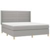 Cama Doble | Cama Para Adultos | Cama Box Spring Colchón Y Luces Led Tela Gris Claro 160x200 Cm Cfw6216749