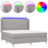 Cama Doble | Cama Para Adultos | Cama Box Spring Colchón Y Luces Led Tela Gris Claro 160x200 Cm Cfw7648246