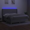 Cama Doble | Cama Para Adultos | Cama Box Spring Colchón Y Luces Led Tela Gris Claro 160x200 Cm Cfw7648246