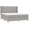 Cama Doble | Cama Para Adultos | Cama Box Spring Colchón Y Luces Led Tela Gris Claro 160x200 Cm Cfw7648246