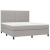 Cama Doble | Cama Para Adultos | Cama Box Spring Colchón Y Luces Led Tela Gris Claro 160x200 Cm Cfw7864925