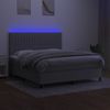 Cama Doble | Cama Para Adultos | Cama Box Spring Colchón Y Luces Led Tela Gris Claro 160x200 Cm Cfw7864925