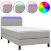 Cama Individual | Cama Para Adultos | Cama Box Spring Colchón Y Luces Led Tela Gris Claro 90x190 Cm Cfw2633783