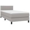 Cama Individual | Cama Para Adultos | Cama Box Spring Colchón Y Luces Led Tela Gris Claro 90x190 Cm Cfw2633783