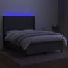 Cama Doble | Cama Para Adultos | Cama Box Spring Colchón Y Luces Led Tela Gris Oscuro 140x190 Cm Cfw1550590