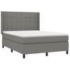 Cama Doble | Cama Para Adultos | Cama Box Spring Colchón Y Luces Led Tela Gris Oscuro 140x190 Cm Cfw1550590