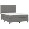 Cama Doble | Cama Para Adultos | Cama Box Spring Colchón Y Luces Led Tela Gris Oscuro 140x190 Cm Cfw6239645