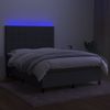 Cama Doble | Cama Para Adultos | Cama Box Spring Colchón Y Luces Led Tela Gris Oscuro 140x190 Cm Cfw6239645