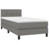 Cama Individual | Cama Para Adultos | Cama Box Spring Colchón Y Luces Led Tela Gris Oscuro 90x190 Cm Cfw7890330