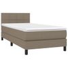 Cama Individual | Cama Para Adultos | Cama Box Spring Colchón Y Luces Led Tela Gris Taupe 100x200 Cm Cfw7317483