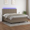 Cama Doble | Cama Para Adultos | Cama Box Spring Colchón Y Luces Led Tela Gris Taupe 180x200 Cm Cfw9229415