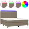 Cama Doble | Cama Para Adultos | Cama Box Spring Colchón Y Luces Led Tela Gris Taupe 180x200 Cm Cfw9229415