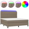 Cama Doble | Cama Para Adultos | Cama Box Spring Colchón Y Luces Led Tela Gris Taupe 180x200 Cm Cfw6727514