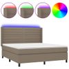 Cama Doble | Cama Para Adultos | Cama Box Spring Colchón Y Luces Led Tela Gris Taupe 180x200 Cm Cfw4276964