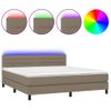 Cama Doble | Cama Para Adultos | Cama Box Spring Colchón Y Luces Led Tela Gris Taupe 180x200 Cm Cfw6548330