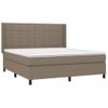 Cama Doble | Cama Para Adultos | Cama Box Spring Colchón Y Luces Led Tela Gris Taupe 180x200 Cm Cfw6259830