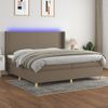 Cama Doble | Cama Para Adultos | Cama Box Spring Colchón Y Luces Led Tela Gris Taupe 200x200 Cm Cfw1511393