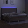 Cama Doble | Cama Para Adultos | Cama Box Spring Colchón Y Luces Led Tela Gris Taupe 200x200 Cm Cfw1511393