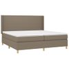 Cama Doble | Cama Para Adultos | Cama Box Spring Colchón Y Luces Led Tela Gris Taupe 200x200 Cm Cfw1511393