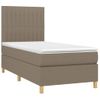 Cama Individual | Cama Para Adultos | Cama Box Spring Colchón Y Luces Led Tela Gris Taupe 90x190 Cm Cfw1857861