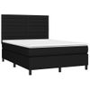 Cama Doble | Cama Para Adultos | Cama Box Spring Colchón Y Luces Led Tela Negro 140x190 Cm Cfw8278423