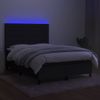 Cama Doble | Cama Para Adultos | Cama Box Spring Colchón Y Luces Led Tela Negro 140x190 Cm Cfw8278423