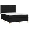 Cama Doble | Cama Para Adultos | Cama Box Spring Colchón Y Luces Led Tela Negro 140x190 Cm Cfw8731887