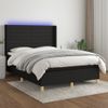 Cama Doble | Cama Para Adultos | Cama Box Spring Colchón Y Luces Led Tela Negro 140x190 Cm Cfw8999906