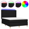 Cama Doble | Cama Para Adultos | Cama Box Spring Colchón Y Luces Led Tela Negro 140x190 Cm Cfw8999906