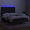 Cama Doble | Cama Para Adultos | Cama Box Spring Colchón Y Luces Led Tela Negro 140x190 Cm Cfw8999906