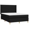 Cama Doble | Cama Para Adultos | Cama Box Spring Colchón Y Luces Led Tela Negro 140x190 Cm Cfw8999906