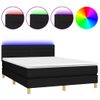 Cama Doble | Cama Para Adultos | Cama Box Spring Colchón Y Luces Led Tela Negro 140x190 Cm Cfw1129946