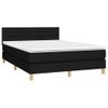 Cama Doble | Cama Para Adultos | Cama Box Spring Colchón Y Luces Led Tela Negro 140x190 Cm Cfw1129946