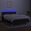 Cama Doble | Cama Para Adultos | Cama Box Spring Colchón Y Luces Led Tela Negro 140x190 Cm Cfw1129946