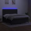 Cama Doble | Cama Para Adultos | Cama Box Spring Colchón Y Luces Led Tela Negro 180x200 Cm Cfw8155145