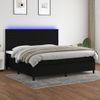 Cama Doble | Cama Para Adultos | Cama Box Spring Colchón Y Luces Led Tela Negro 200x200 Cm Cfw5918893